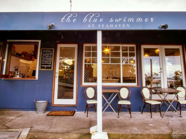Outside of The Blue Swimmer restaurant in Gerroa