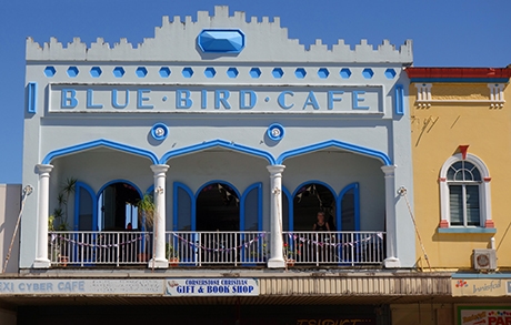 Historic Blue Bird Cafe building, now housing the Bodhi Cafe