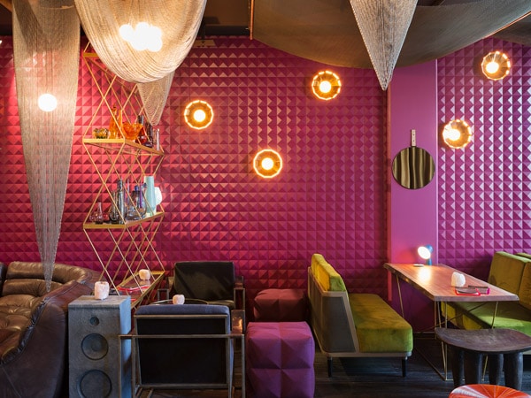 an eclectic and colourful interior at Joe's Bar