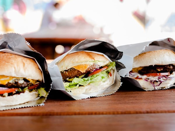 a close-up of burgers at Brodburger, Fyshwick