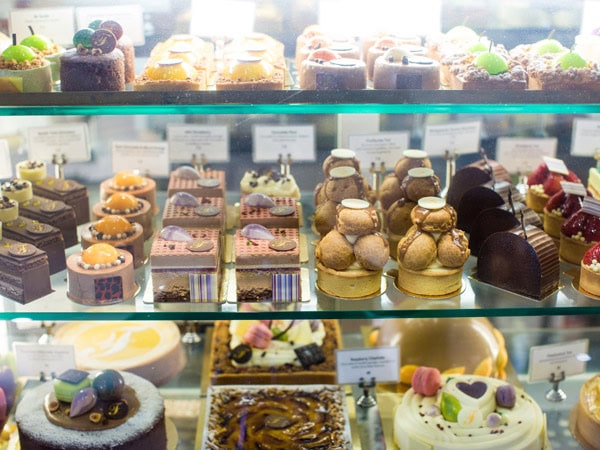 French pastries on display at The Flute Bakery, Fyshwick