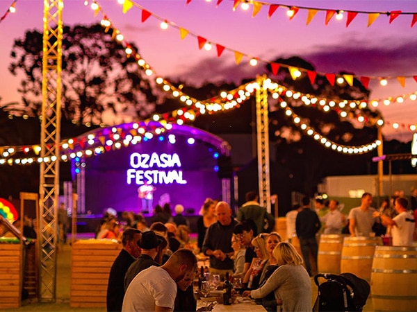 Diners eating at OzAsia Festival