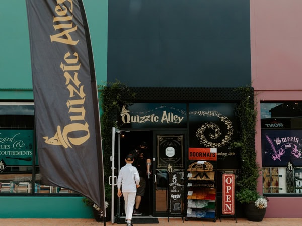 the entrance at Quizzic Alley