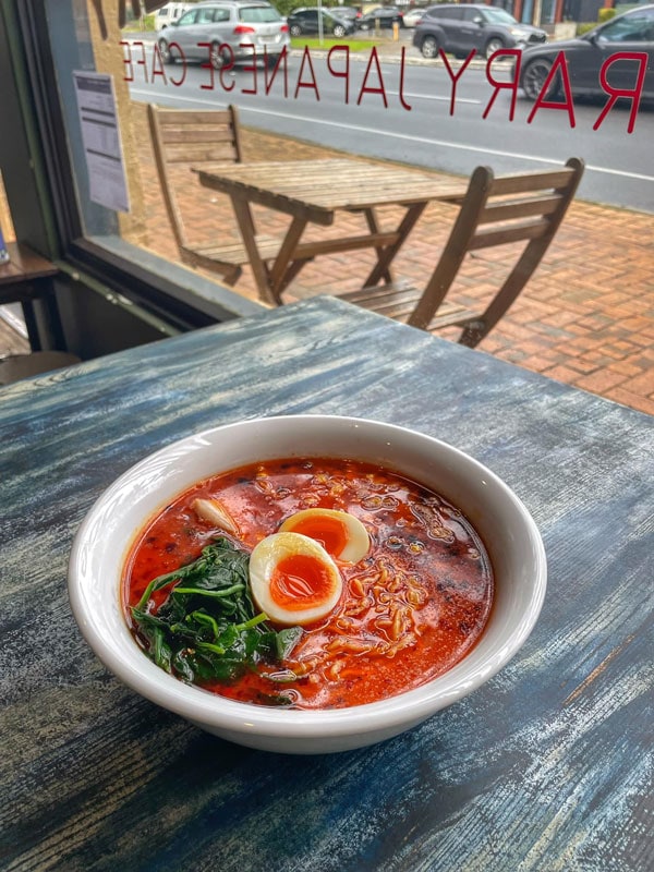 a bowl of noodles at Black Dog Gallery, Adelaide