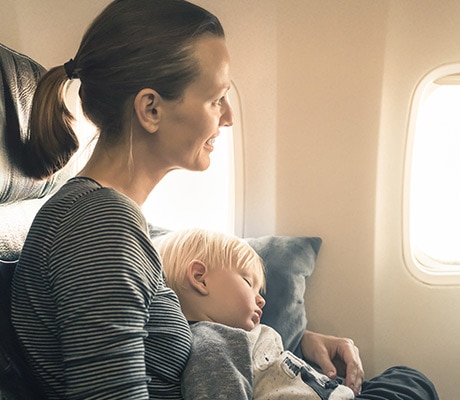 mum and bub on plane