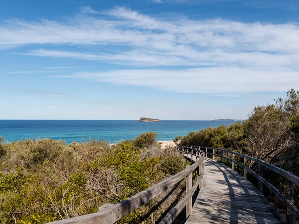 Tea Tree Walk with scenic views over Birdie Beach, Wybung.