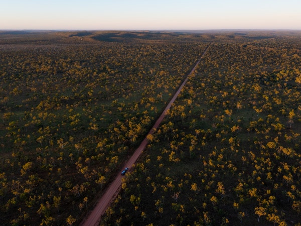 an aerial view of road to Borroloola