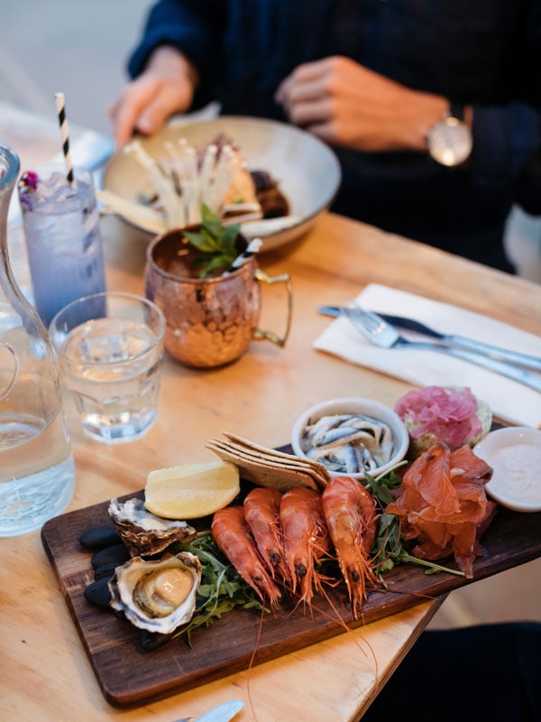 Food and drinks at The BOX on the Water restaurant and bar, Ettalong Beach.