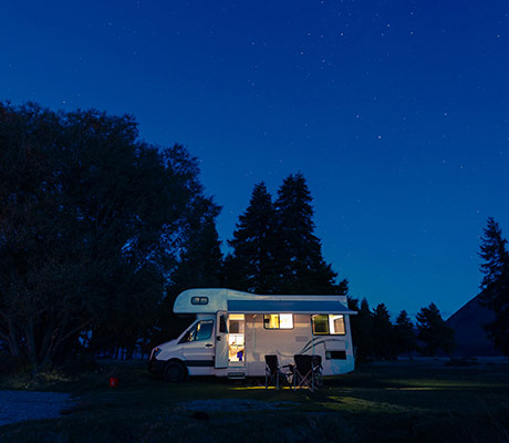 Motorhome at night