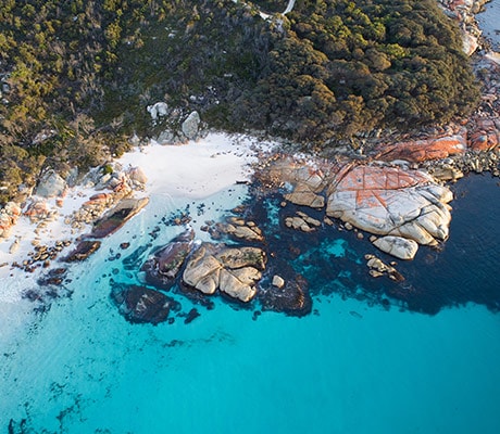 Aerial view Bay of Fires Tasmania