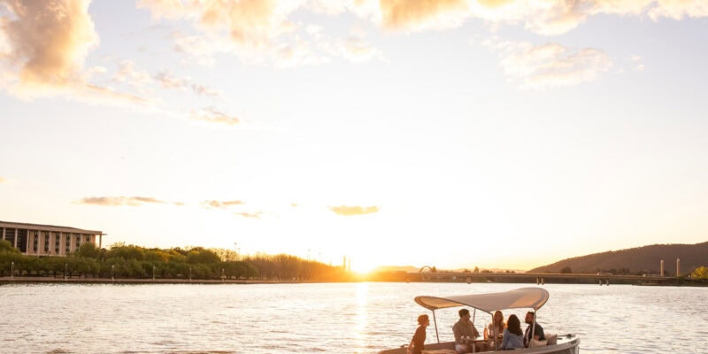 Group on a Go Boat on Lake Burley Griffin in Canberra