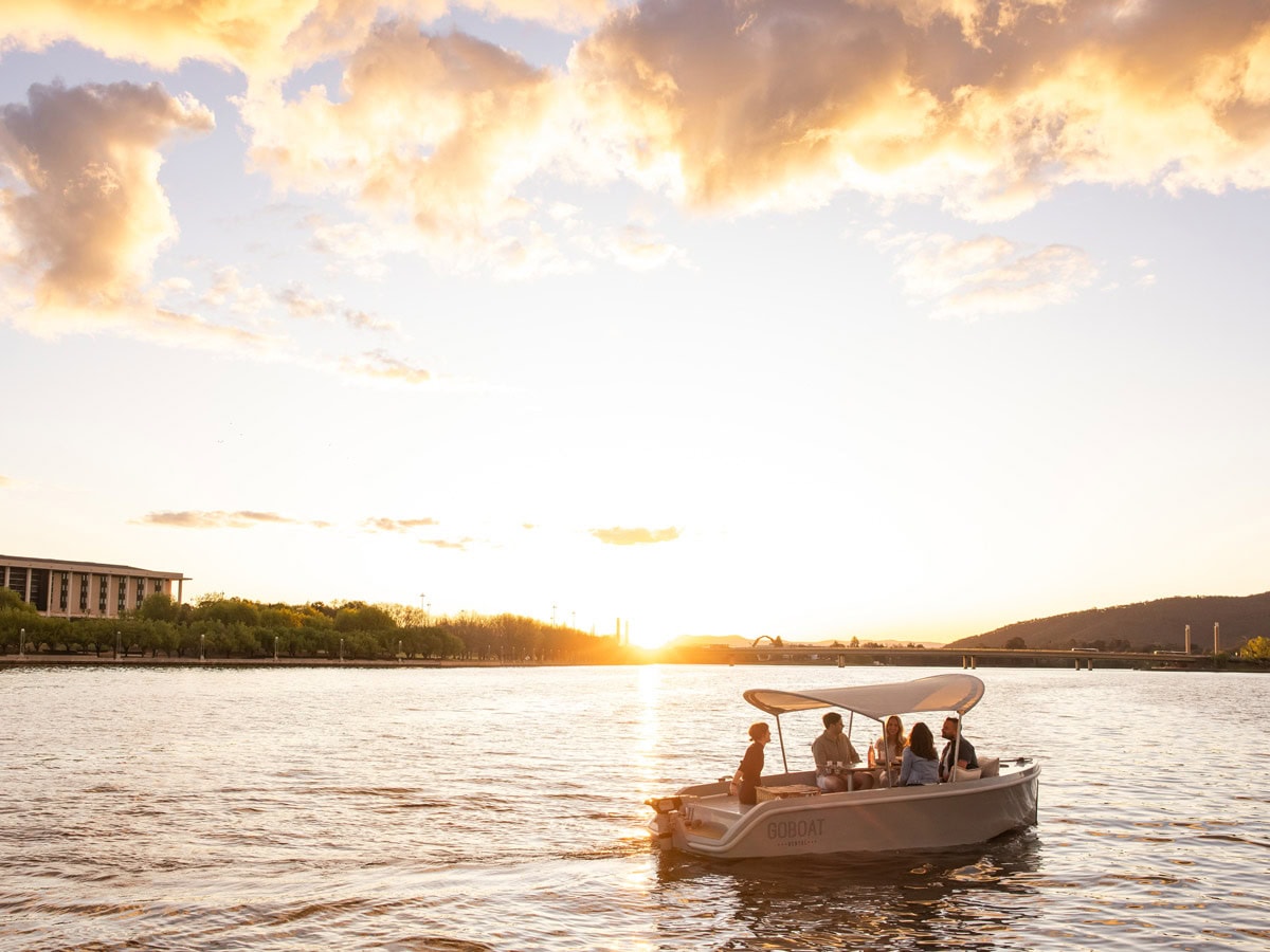 Group on a Go Boat on Lake Burley Griffin in Canberra