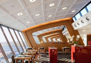 the seating area at Qantas International First Lounge, Sydney