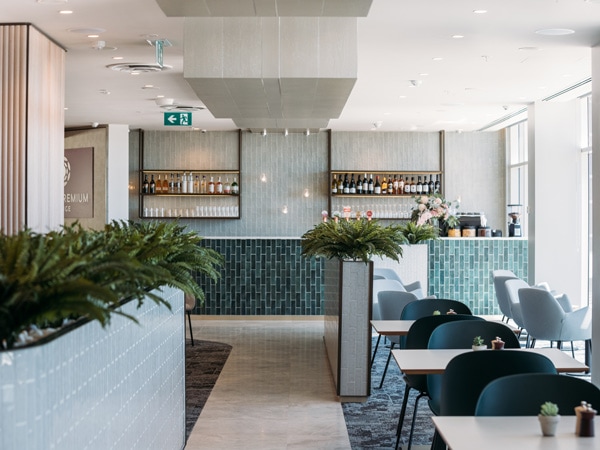 the bar at the Plaza Premium Lounge, Sydney