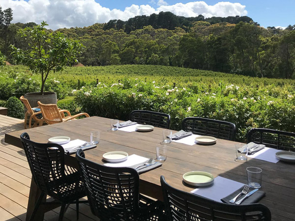 an alfresco dining setup at Mantons Creek Estate