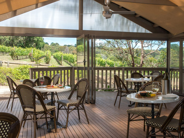 the dining space at Mont Rouge Estate, Mornington Peninsula