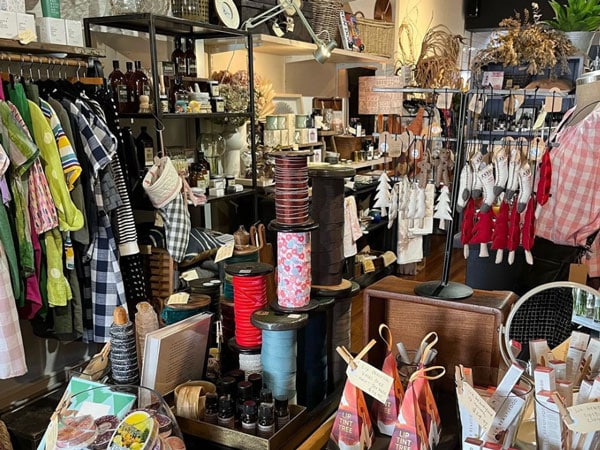 wide selection of clothes and gift display at Piccolo Pear