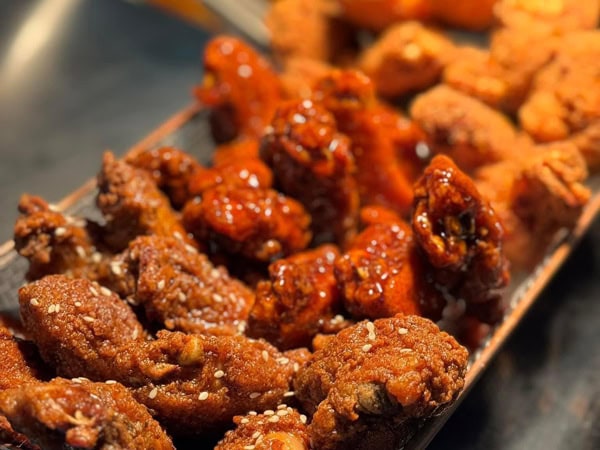a platter of chicken wings at King of the Wings