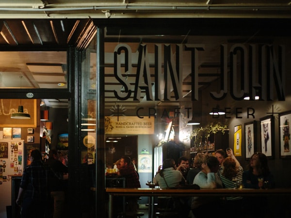 Looking into Saint John Craft Beer Bar in Launceston.