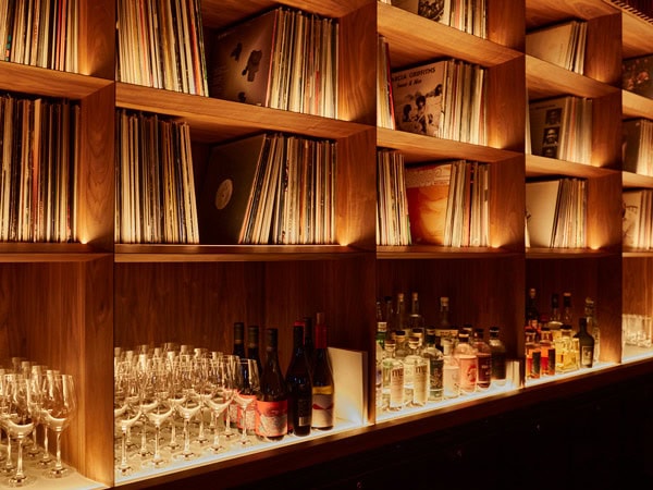 the vinyl collection at HER Bar, Melbourne