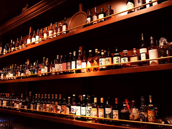 whiskies and spirits on display at The Elysian Whisky Bar, Fitzroy