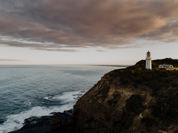 an aerial view of the Cape Schanck Lighthouse