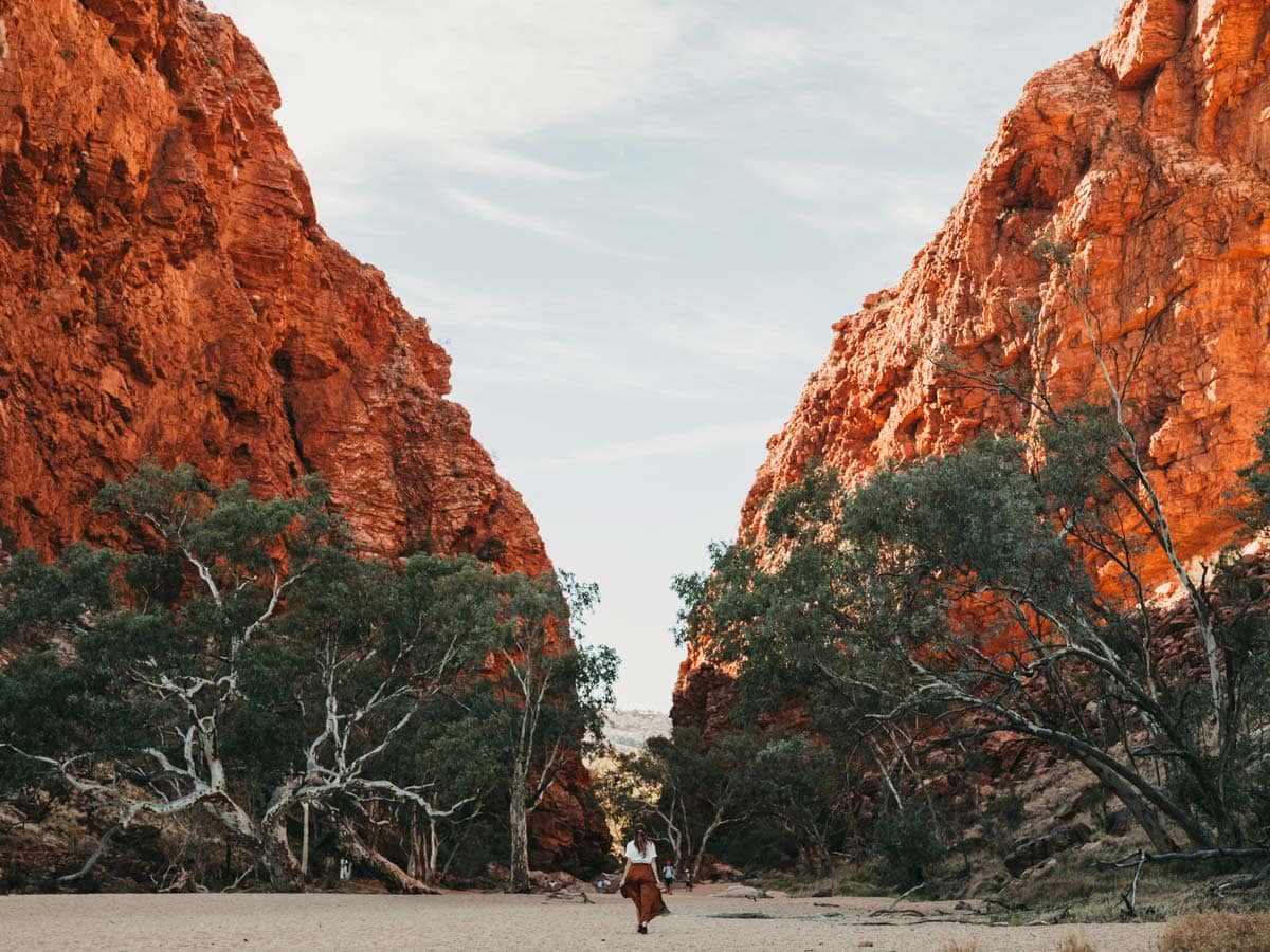 Simpsons Gap is located 18 kilometres west from Alice Springs, on the Larapinta Trail. (Image: Tourism NT and Jarrad Seng)