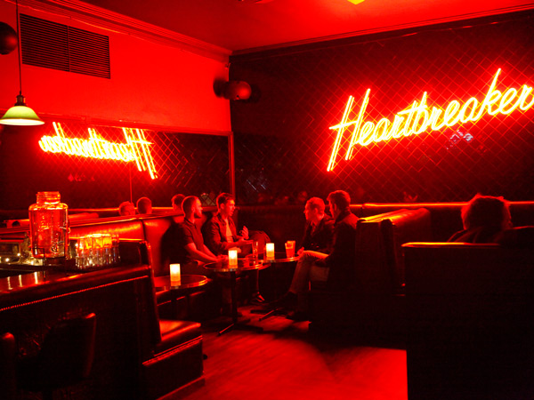 the bright red interior of Heartbreaker, Russell Street