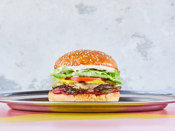 the Huxtaburger Beef Burger on a plate