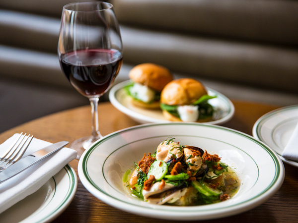 a close-up shot of food and wine at Marion Wine Bar in Fitzroy