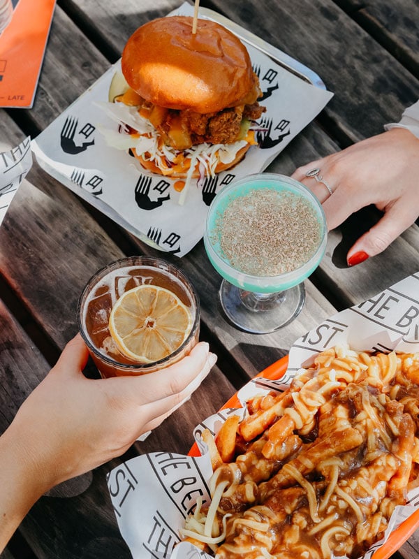 burger and drinks at The Beast, Brunswick East