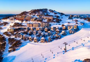 Aerial shot of Craig Parry Village in Mt Hotham
