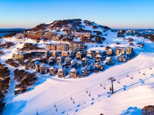 Aerial shot of Craig Parry Village in Mt Hotham