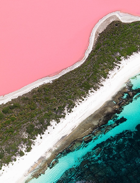 Aerial view Lake Hillier