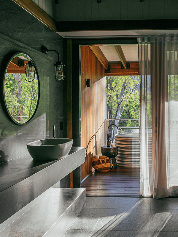 Modern bathroom at Mount Mulligan Lodge