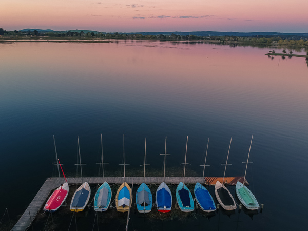 boats lined up at Lake Wendouree, Ballarat