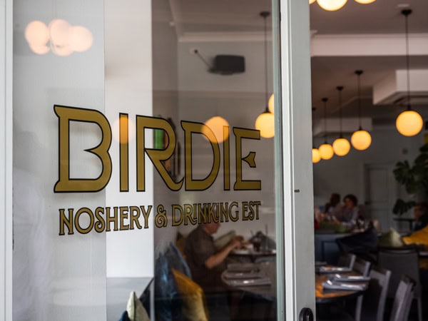 the entrance door at Birdie Noshery and Drinking Establishment, Orange