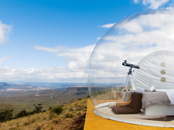 the Leo Bubbletent with scenic views of the Capertee Valley