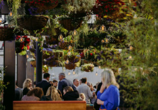 In the hanging garden