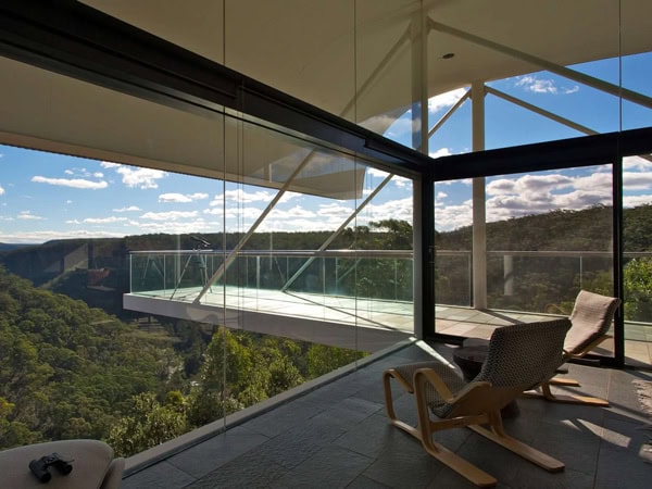 the Seidler House with panoramic bush views