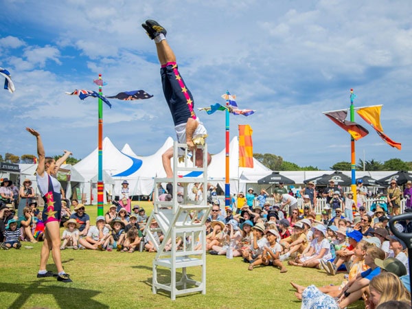 people gathering at the Port Fairy Folk Festival