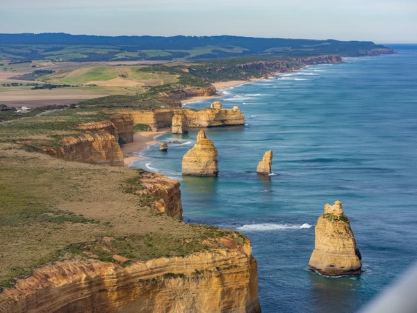 a scenic aerial landscape of the Twelve Apostles