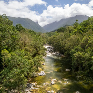 an aerial view of the Daintree River