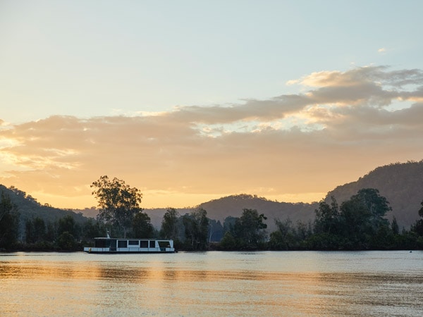 Sun setting over Hawkesbury River in Wisemans Ferry