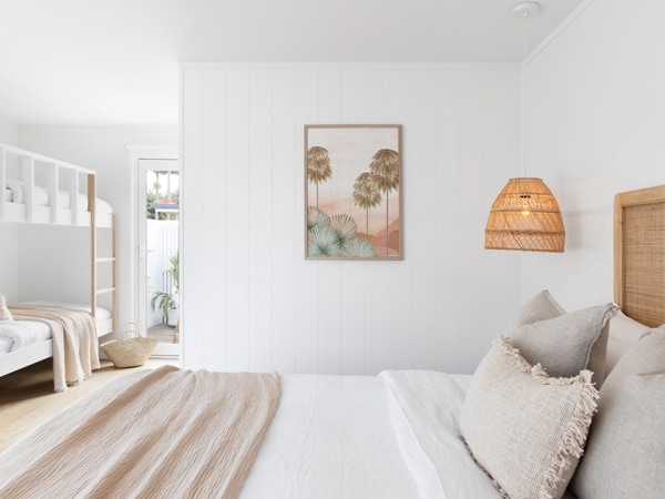 Inside the bedroom of the Loea Hotel