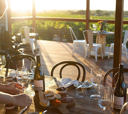 Sunset wine on deck at Seabrook Wines, SA