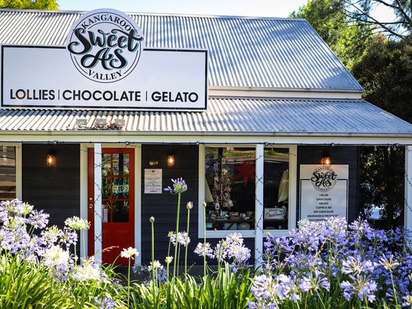 flowers bloom outside the Sweet As store, Kangaroo Valley