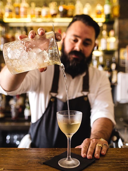 Cocktail being poured at Bar Toto, Central Coast