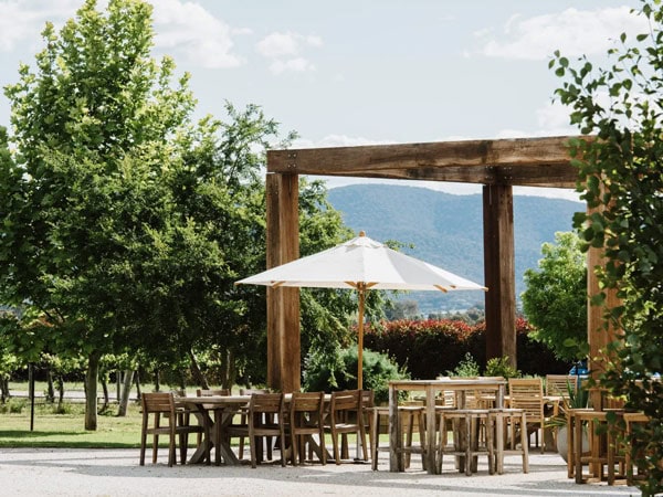 outdoor seating at Blue Wren Farm, Mudgee