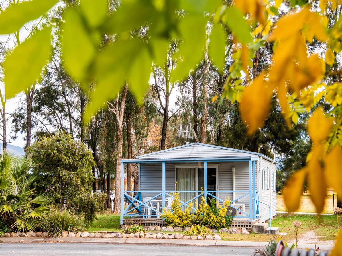 a self-contained cabin at Mudgee Riverside Park